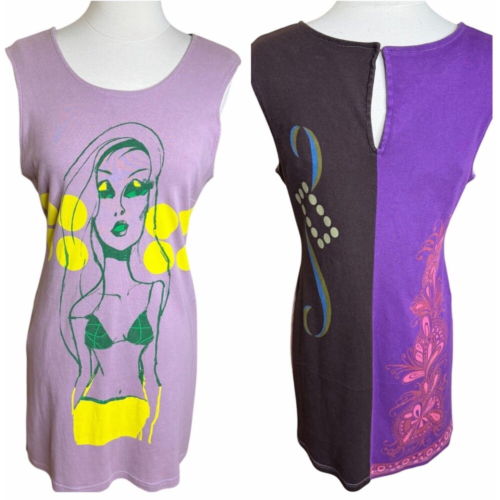 VINTAGE Custo Barcelona Dress Size 1 XS/S Y2K Pop Art Bikini Girl Spain Rare